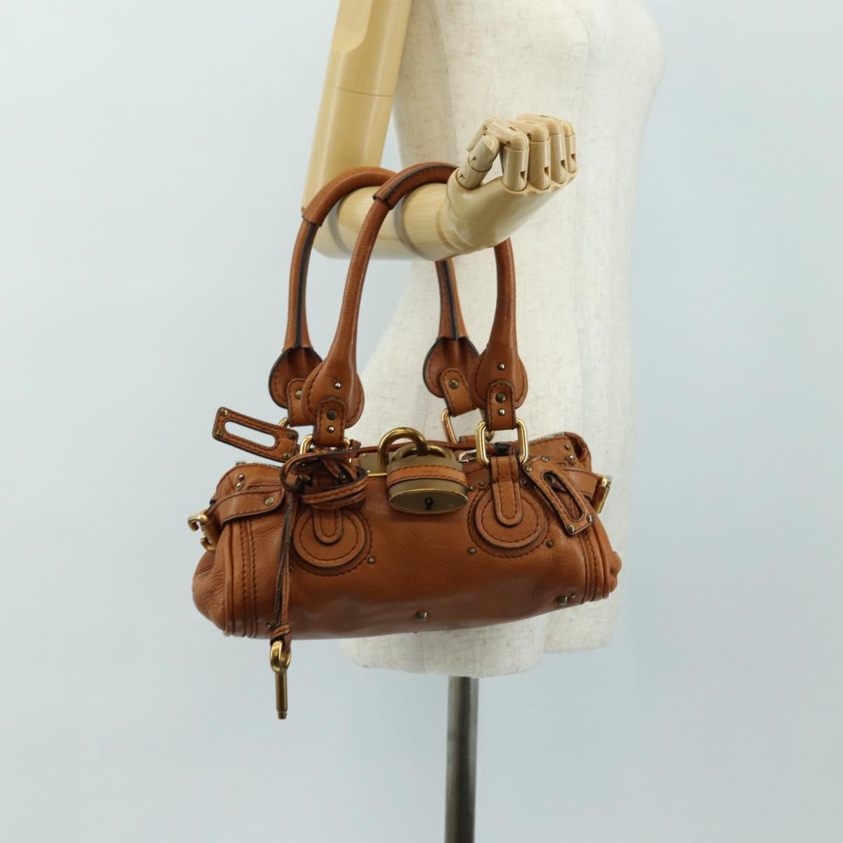 Chloe Paddington Mini Hand Bag Leather Brown Silver gold Auth am11785SAM