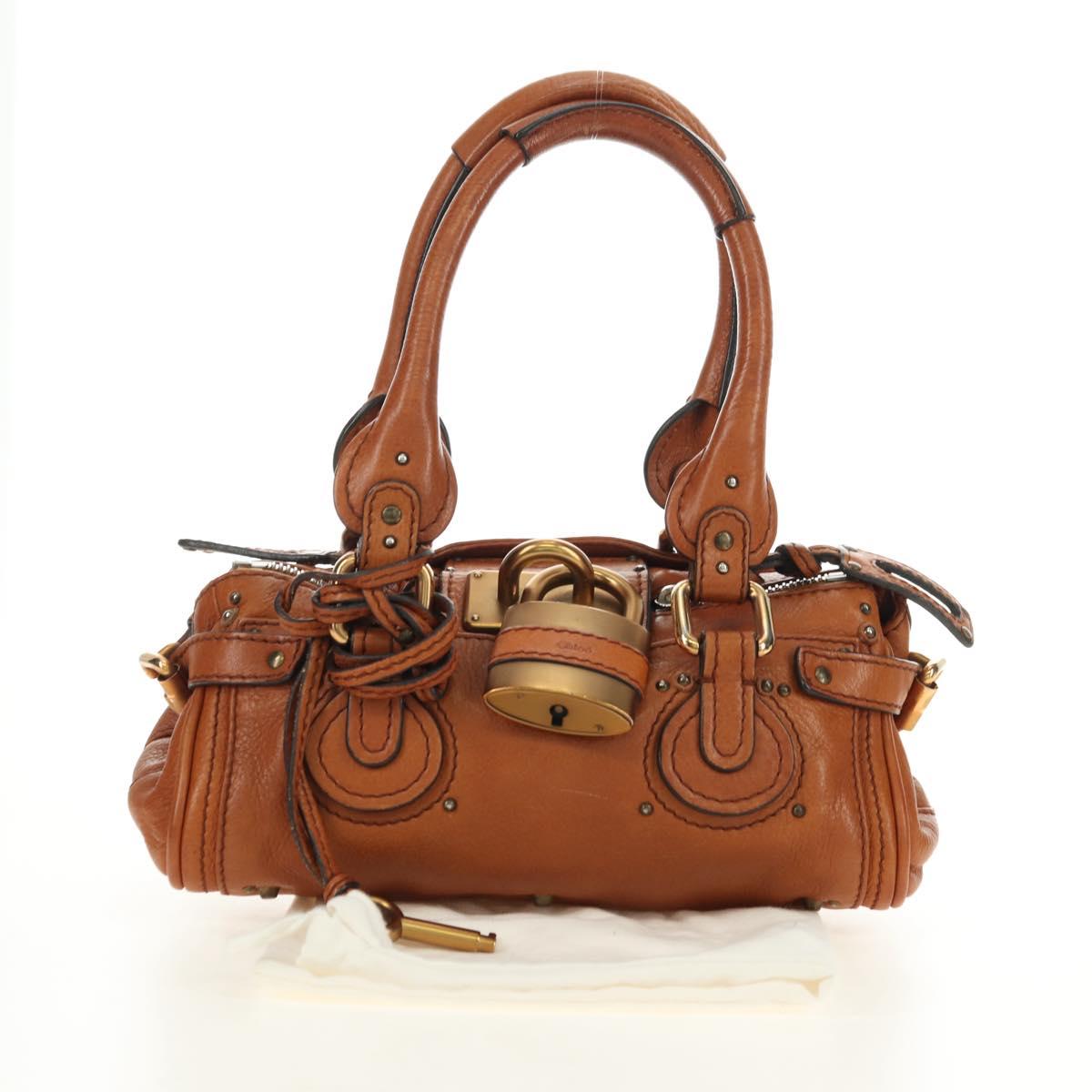 Chloe Paddington Mini Hand Bag Leather Brown Silver gold Auth am11785SAM