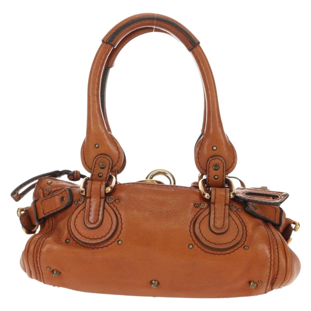 Chloe Paddington Mini Hand Bag Leather Brown Silver gold Auth am11785SAM