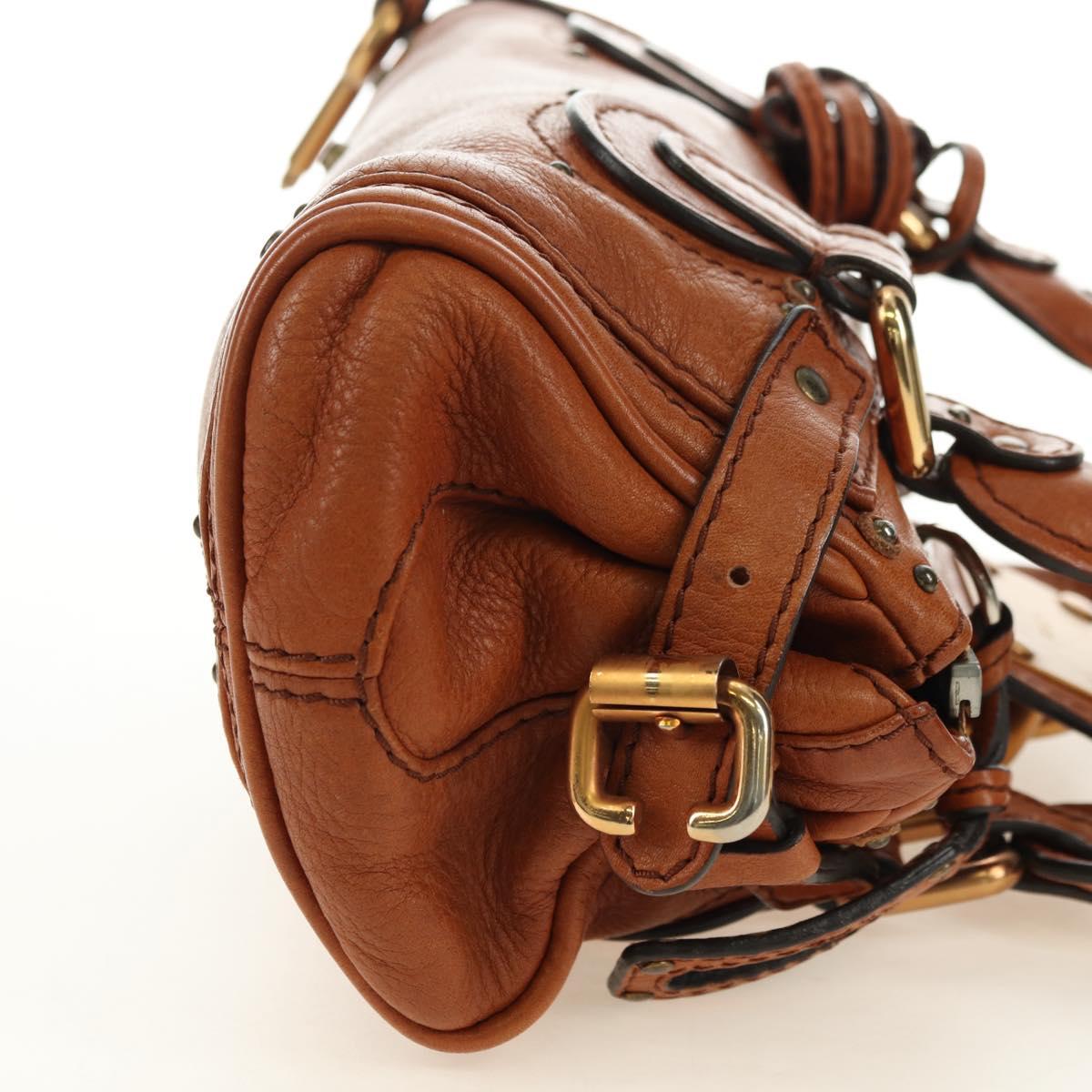 Chloe Paddington Mini Hand Bag Leather Brown Silver gold Auth am11785SAM