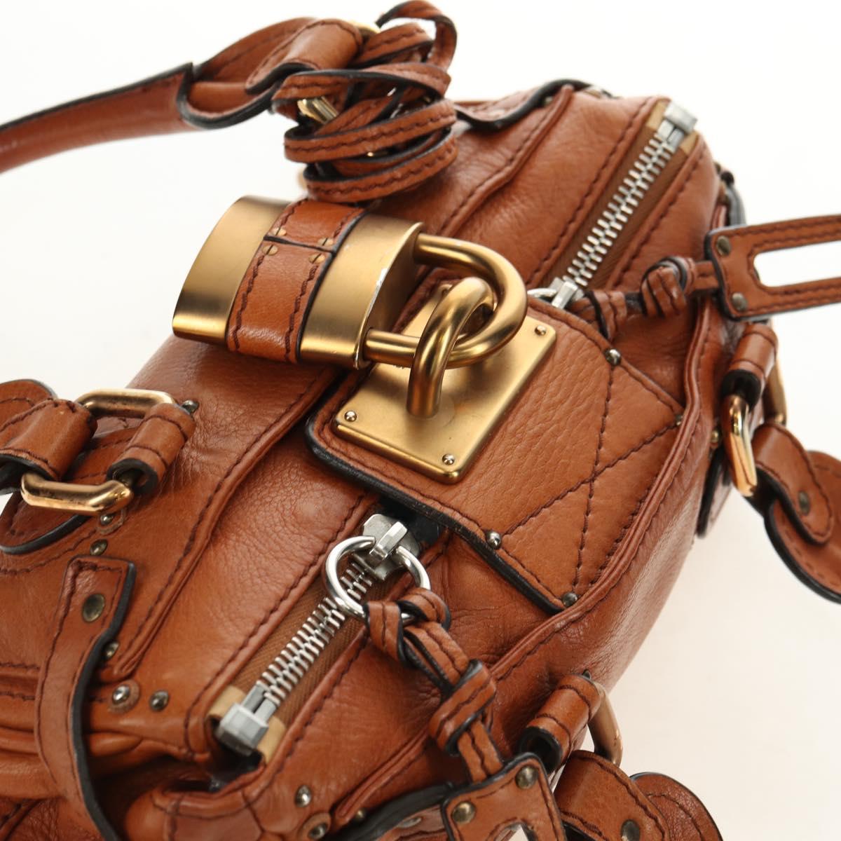 Chloe Paddington Mini Hand Bag Leather Brown Silver gold Auth am11785SAM