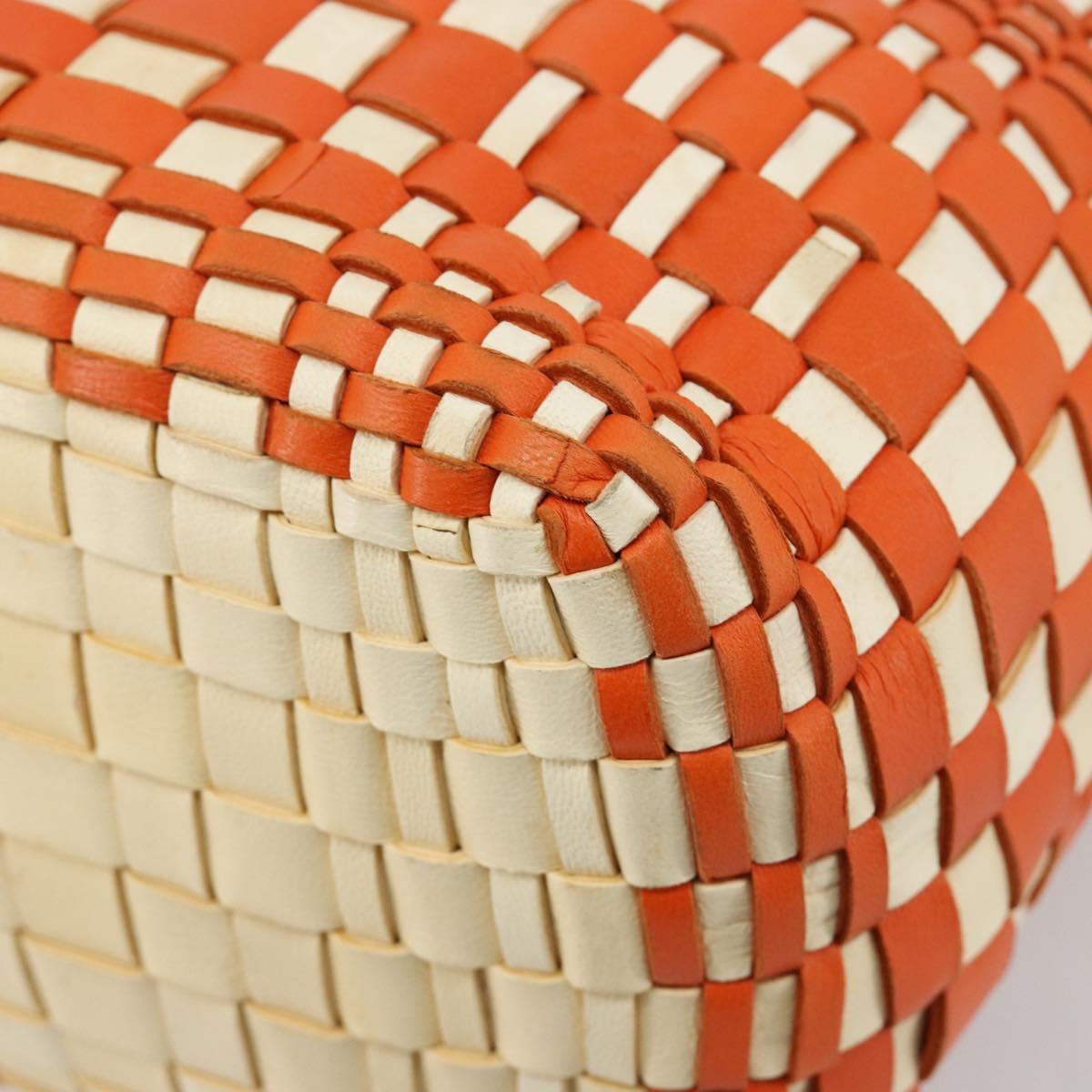 BOTTEGA VENETA INTRECCIATO Tote Bag Leather Orange Silver Auth am11786A