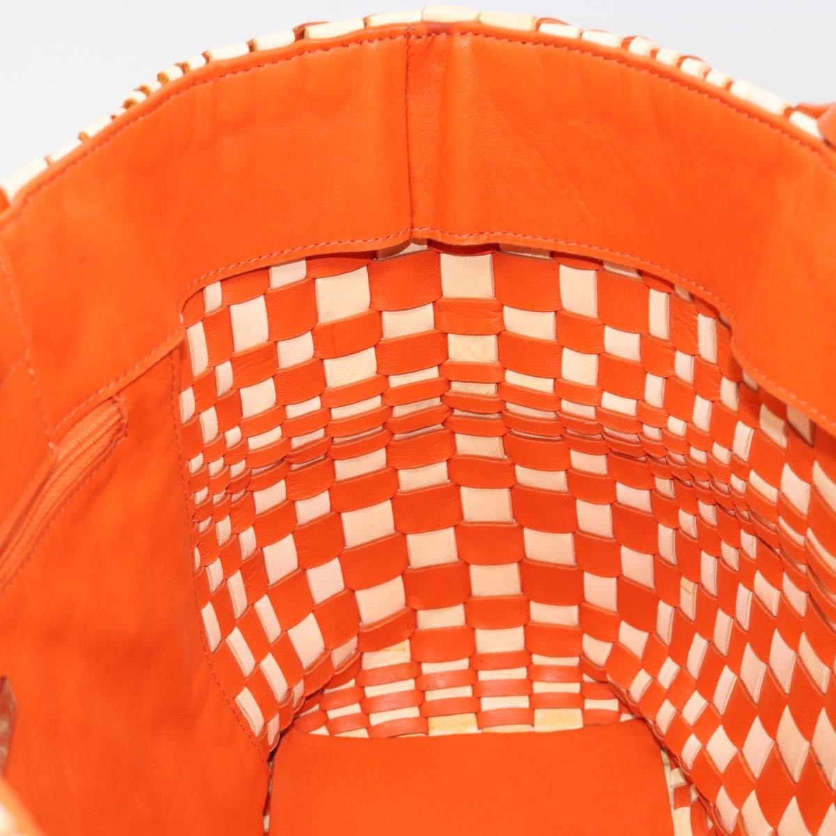 BOTTEGA VENETA INTRECCIATO Tote Bag Leather Orange Silver Auth am11786A