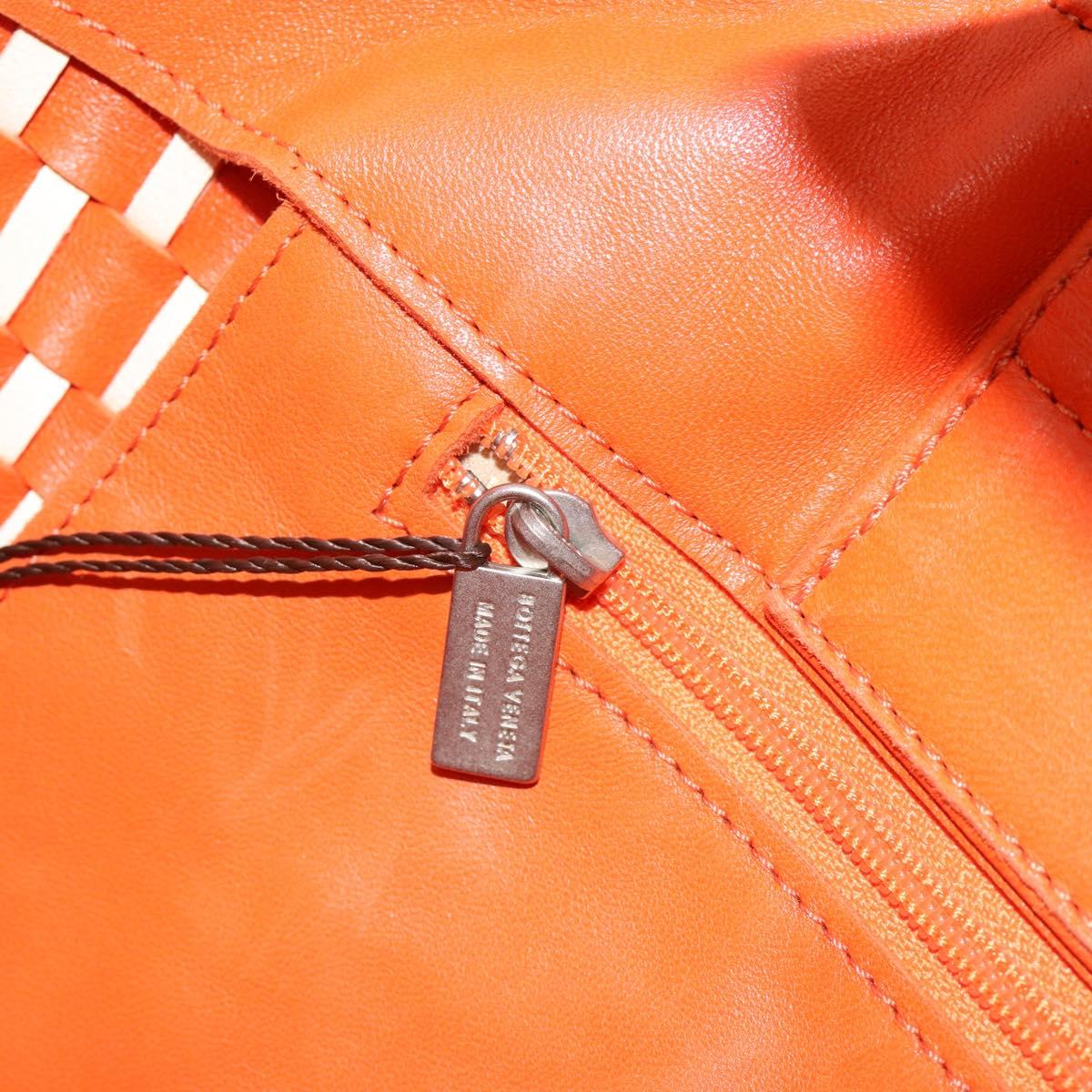 BOTTEGA VENETA INTRECCIATO Tote Bag Leather Orange Silver Auth am11786A