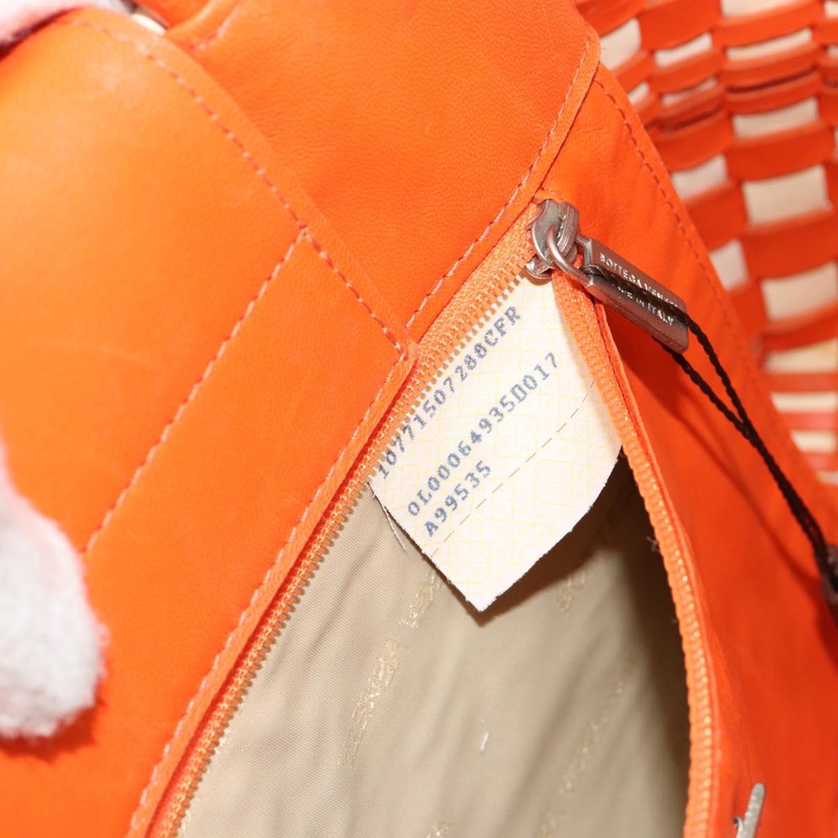 BOTTEGA VENETA INTRECCIATO Tote Bag Leather Orange Silver Auth am11786A
