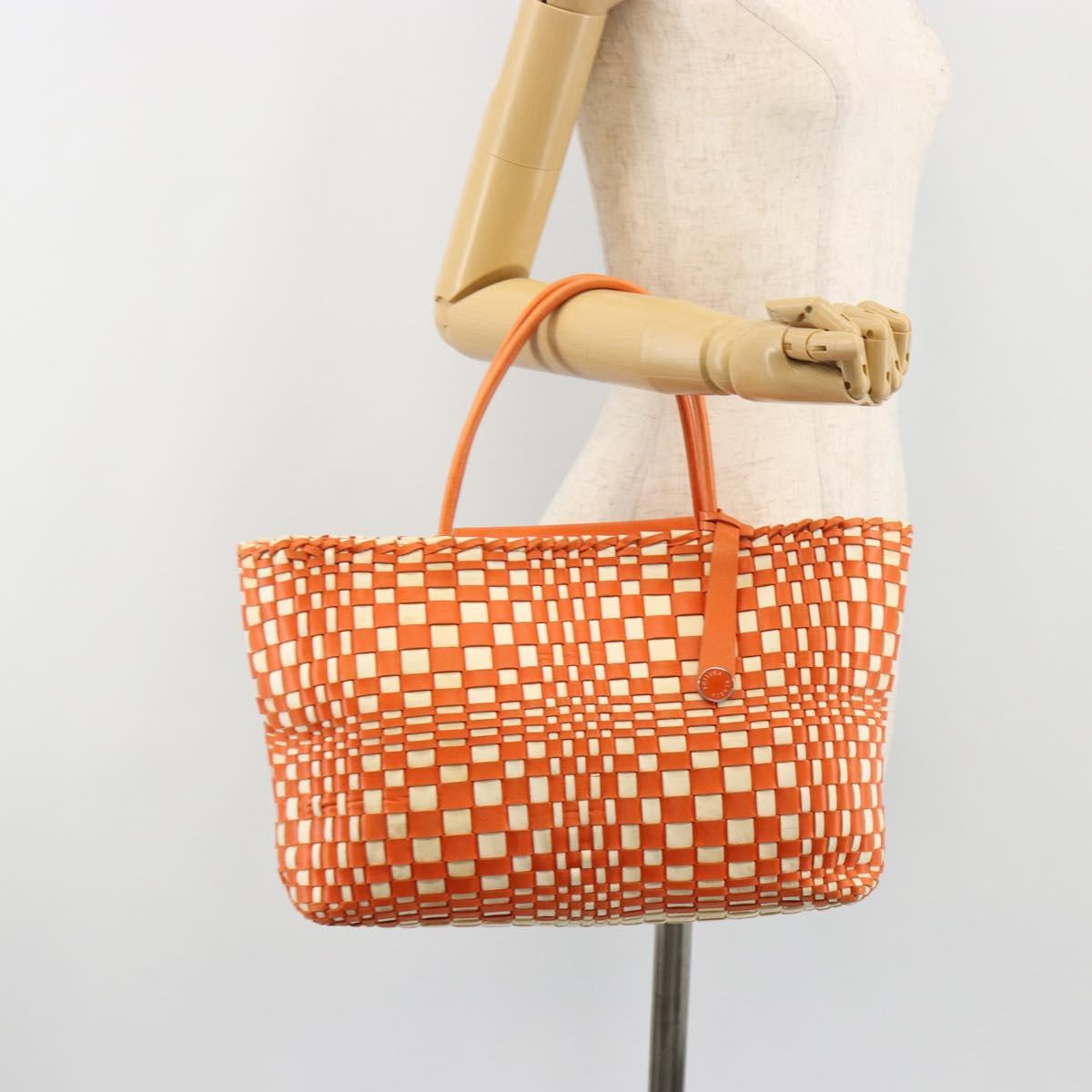 BOTTEGA VENETA INTRECCIATO Tote Bag Leather Orange Silver Auth am11786A