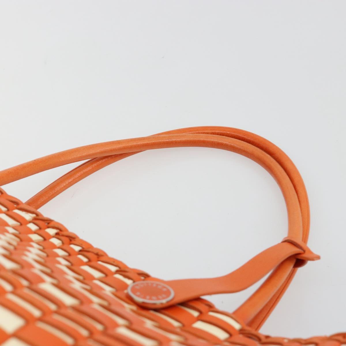 BOTTEGA VENETA INTRECCIATO Tote Bag Leather Orange Silver Auth am11786A