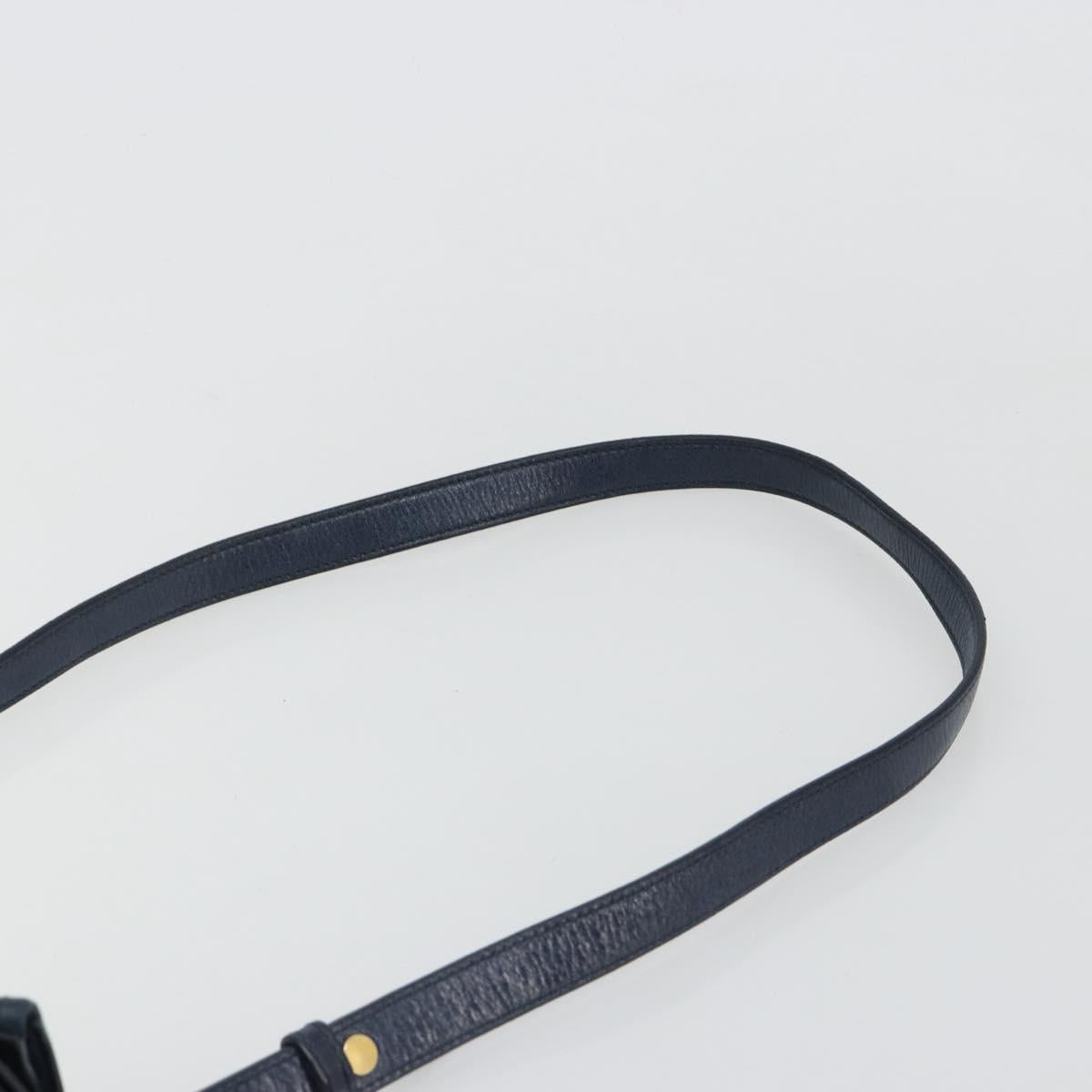 Miu Miu Side Ribbon Hand Bag Leather 2way Navy Gold Auth am11789A