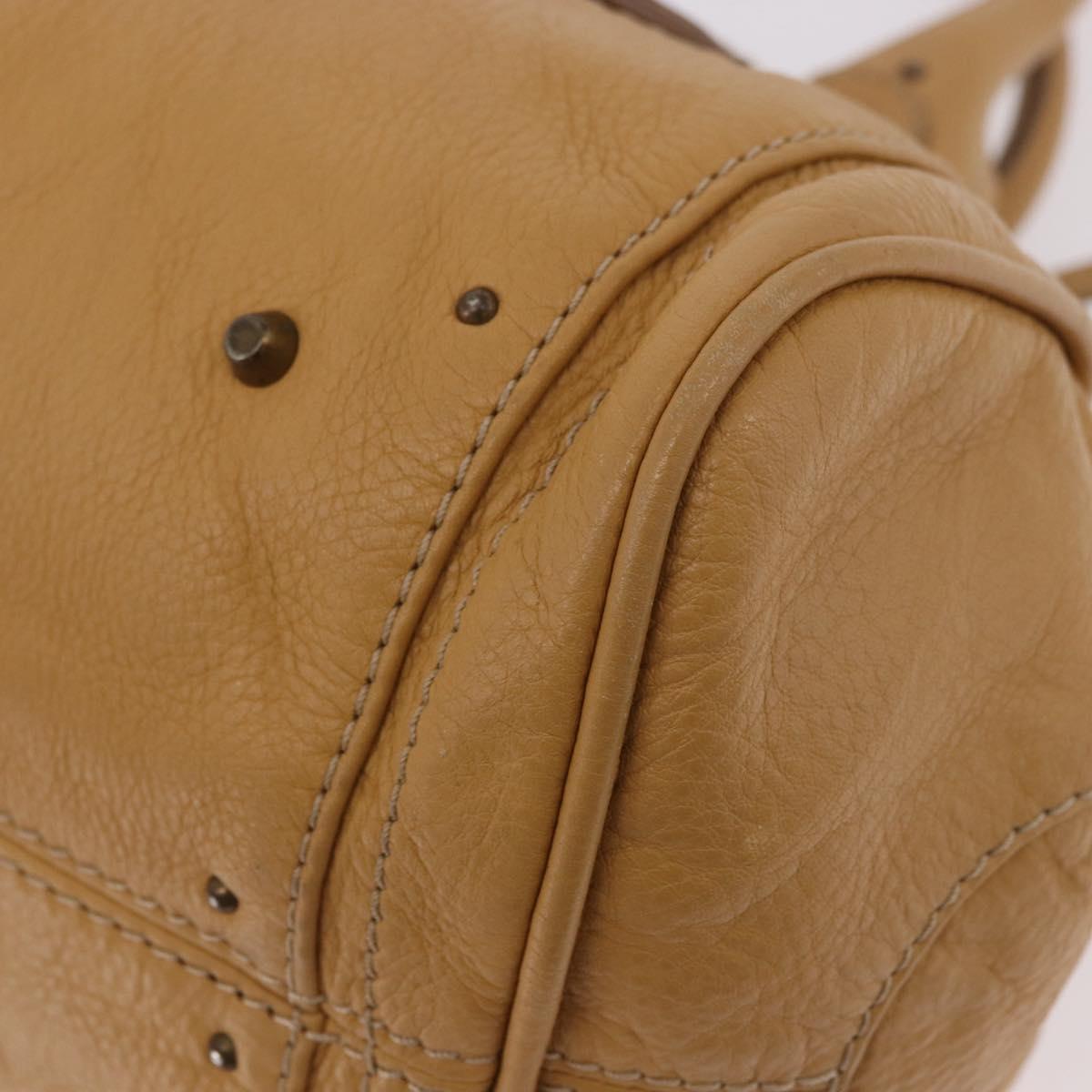 Chloe Paddington Hand Bag Leather Beige Gold Silver Auth am11792V
