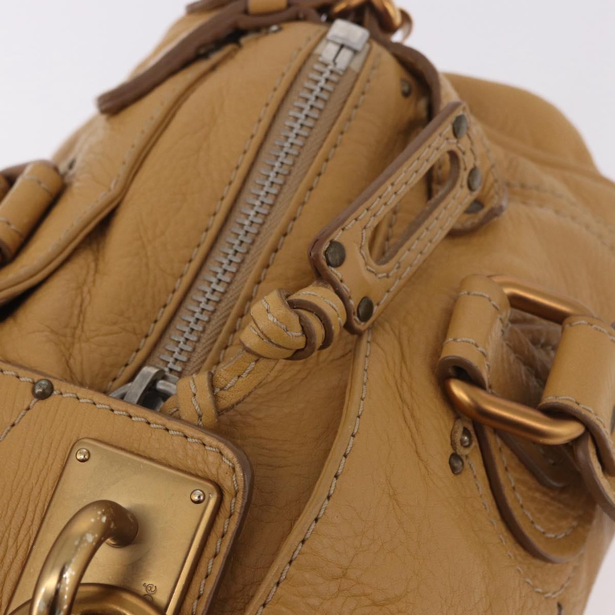 Chloe Paddington Hand Bag Leather Beige Gold Silver Auth am11792V