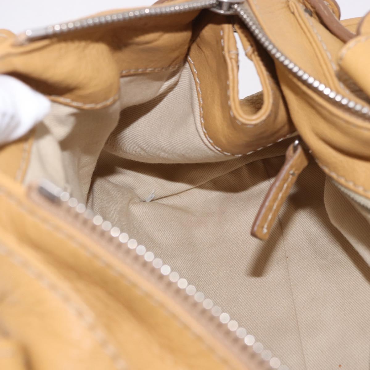 Chloe Paddington Hand Bag Leather Beige Gold Silver Auth am11792V