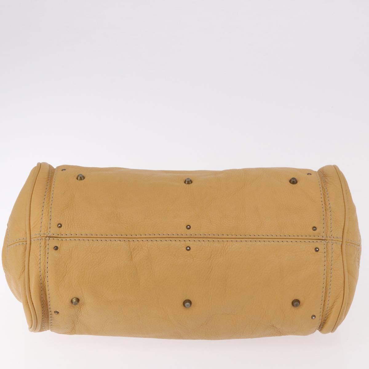 Chloe Paddington Hand Bag Leather Beige Gold Silver Auth am11792V