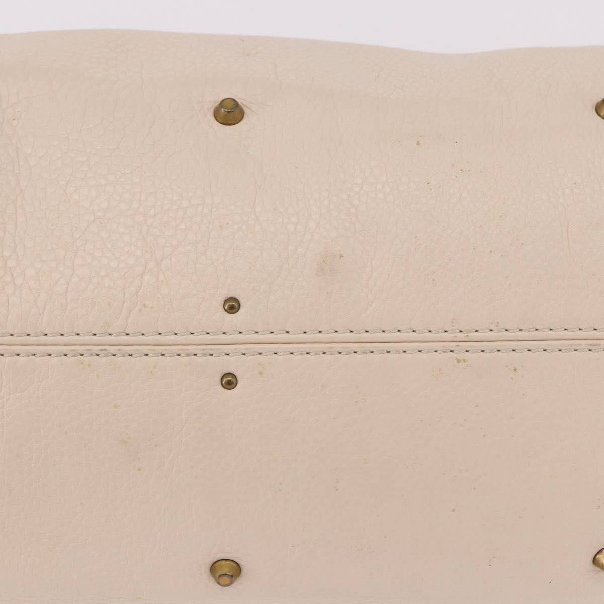 Chloe Paddington Hand Bag Leather Ivory Silver Gold Auth am11793V