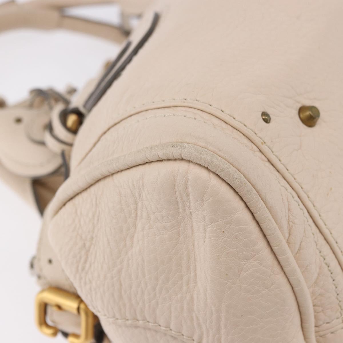 Chloe Paddington Hand Bag Leather Ivory Silver Gold Auth am11793V