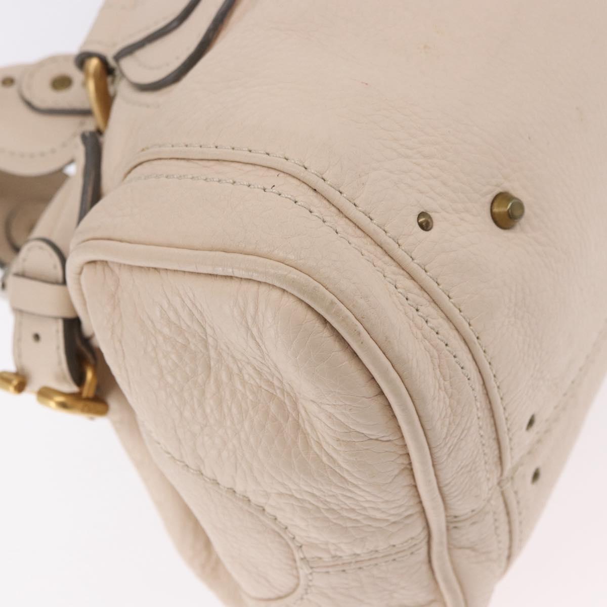 Chloe Paddington Hand Bag Leather Ivory Silver Gold Auth am11793V