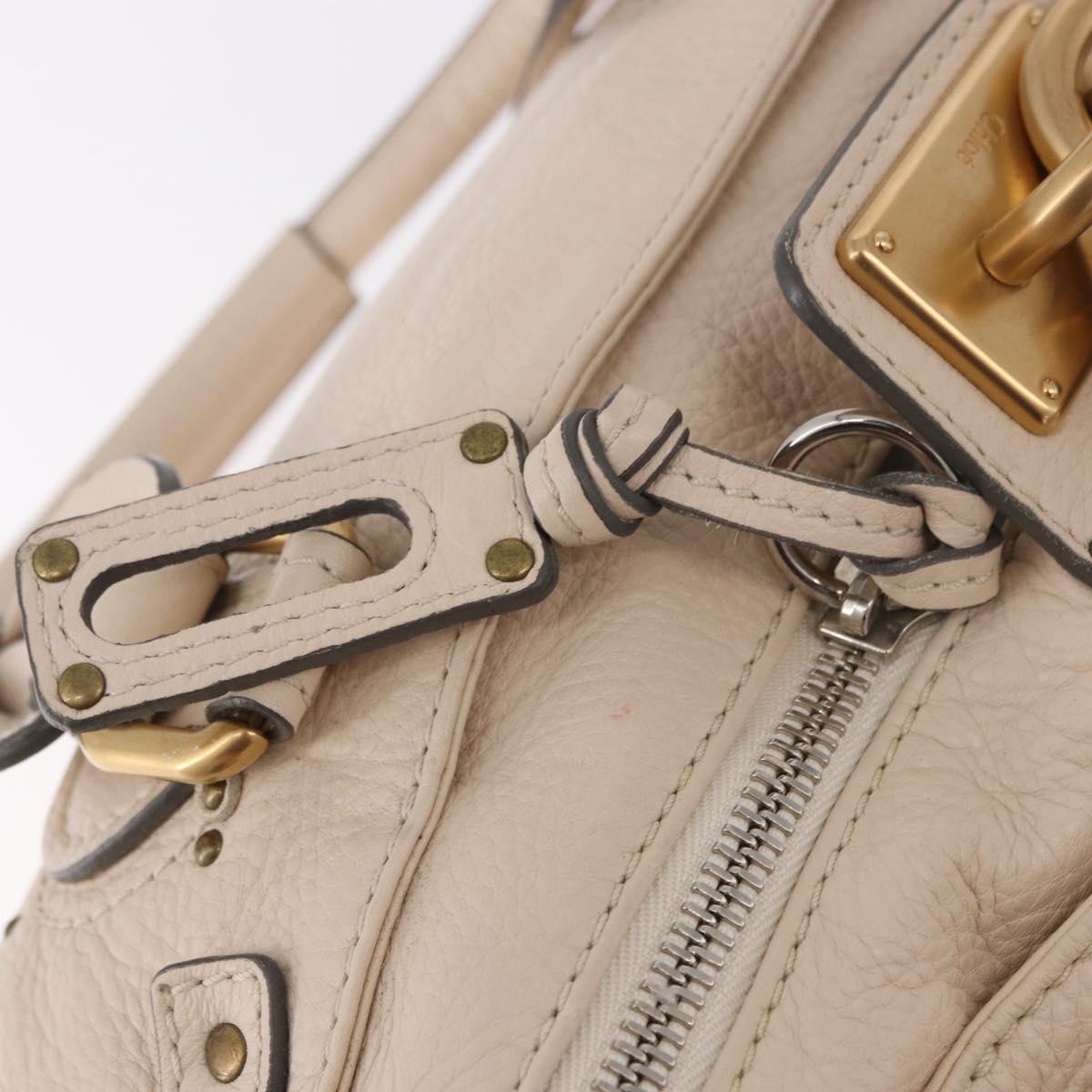 Chloe Paddington Hand Bag Leather Ivory Silver Gold Auth am11793V