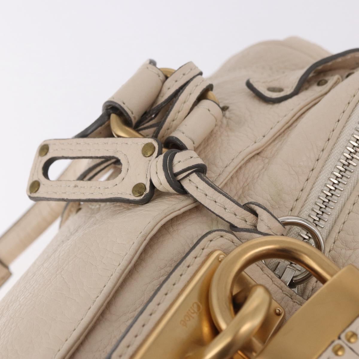 Chloe Paddington Hand Bag Leather Ivory Silver Gold Auth am11793V