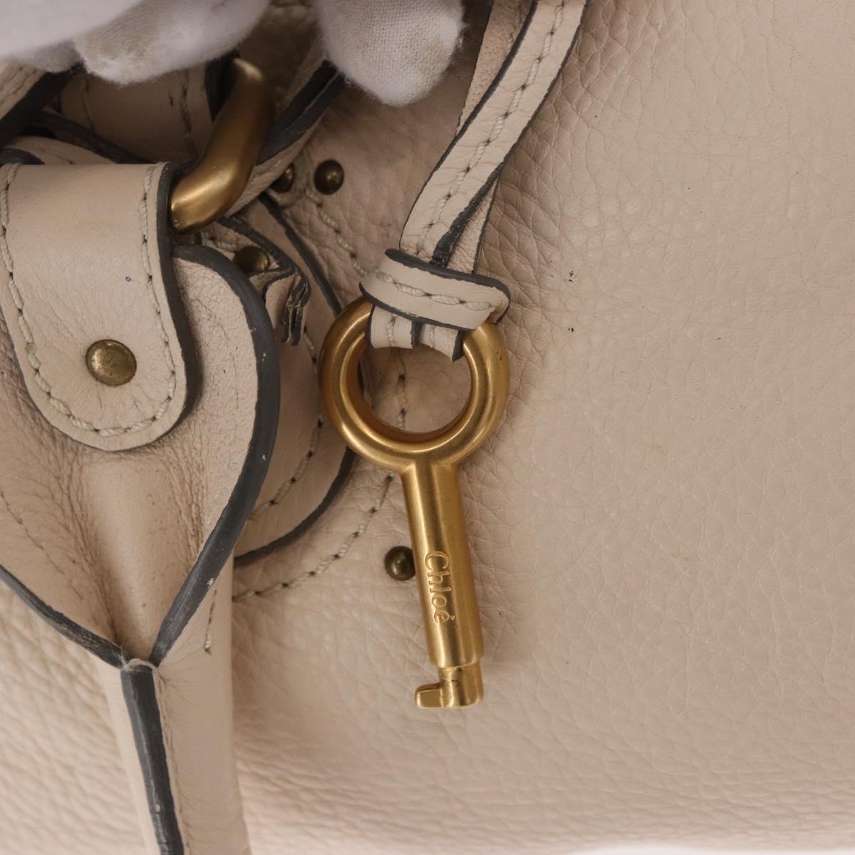 Chloe Paddington Hand Bag Leather Ivory Silver Gold Auth am11793V