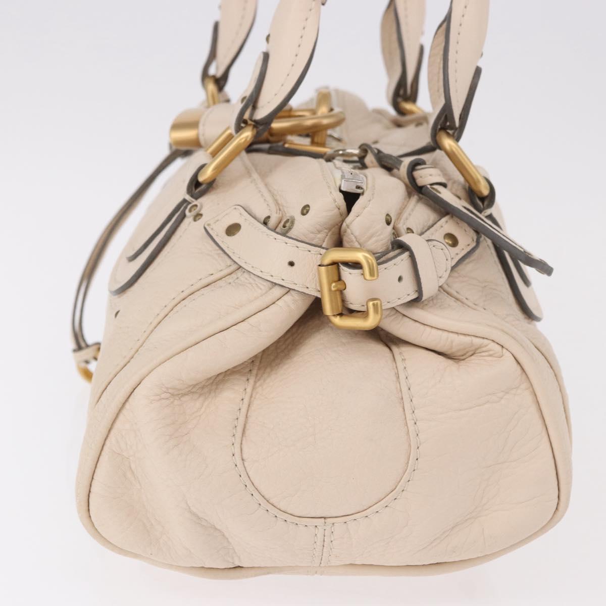 Chloe Paddington Hand Bag Leather Ivory Silver Gold Auth am11793V