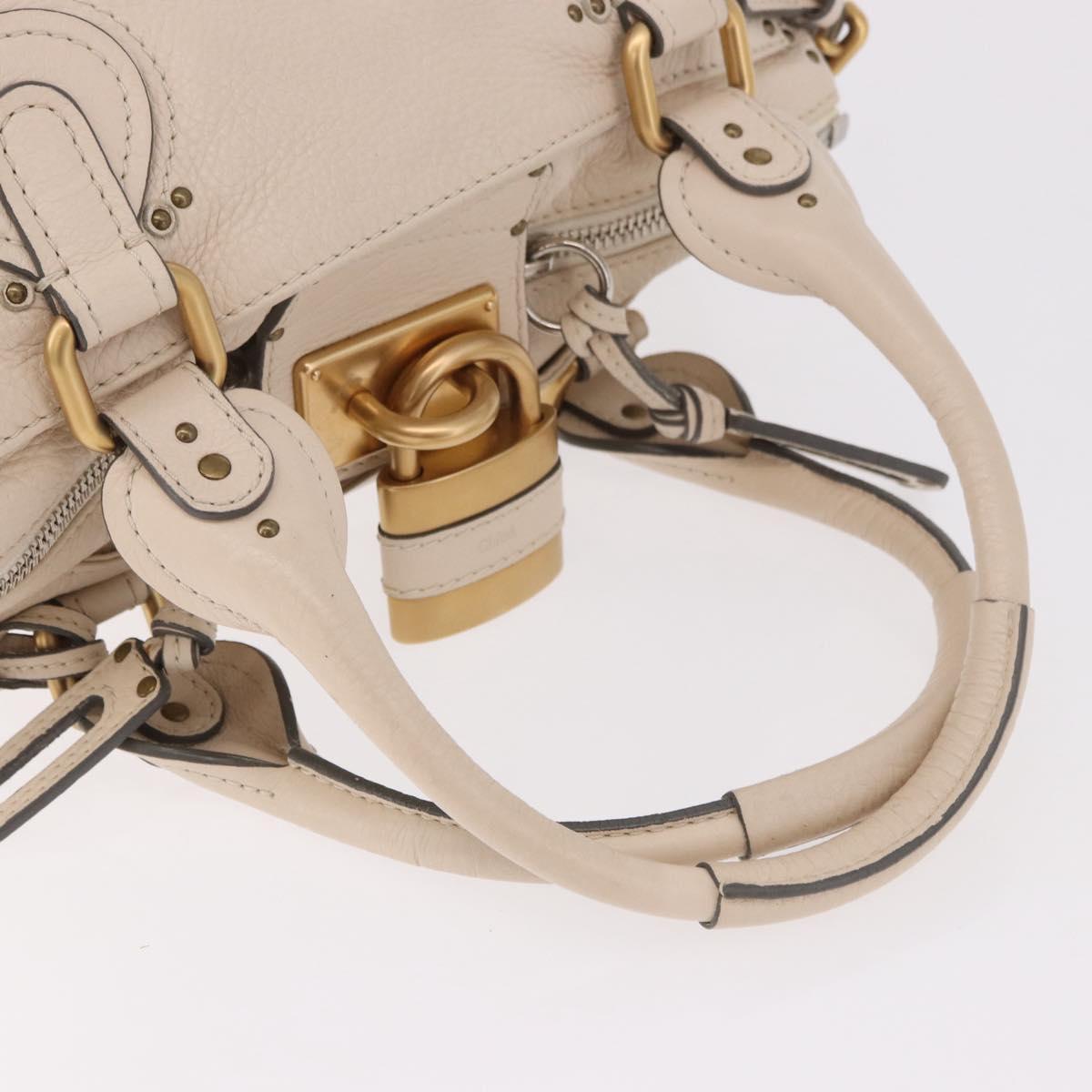 Chloe Paddington Hand Bag Leather Ivory Silver Gold Auth am11793V
