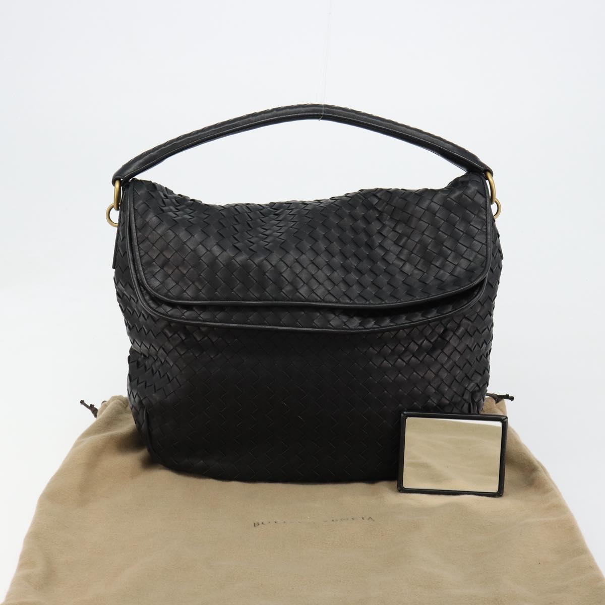 BOTTEGAVENETA INTRECCIATO Shoulder Bag Leather Black 174741 Auth am11794SM