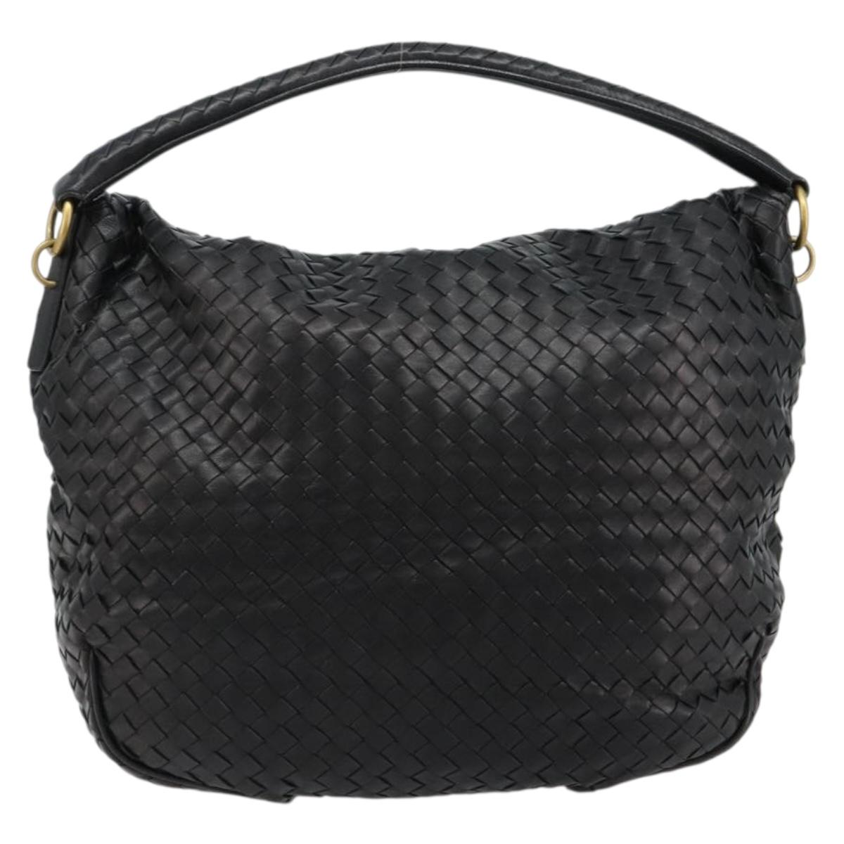 BOTTEGAVENETA INTRECCIATO Shoulder Bag Leather Black 174741 Auth am11794SM
