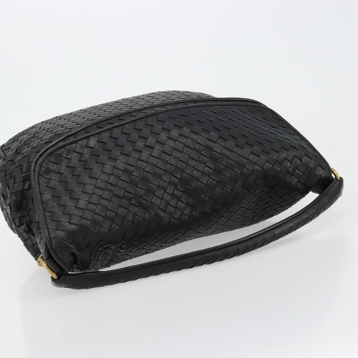BOTTEGAVENETA INTRECCIATO Shoulder Bag Leather Black 174741 Auth am11794SM