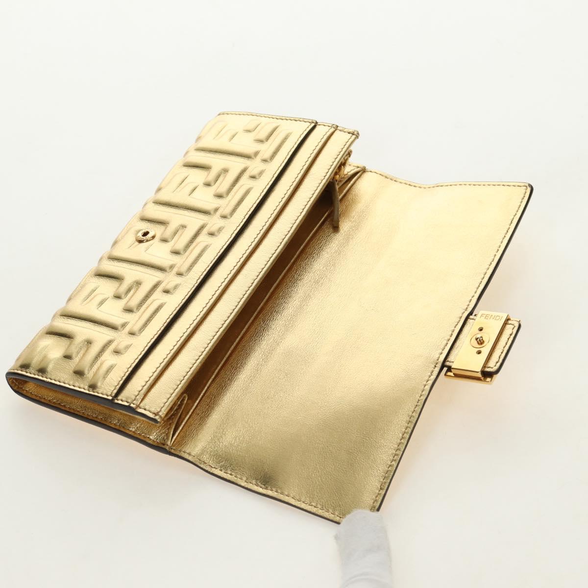 FENDI Zucca Canvas Long Wallet Gold Auth am11795V