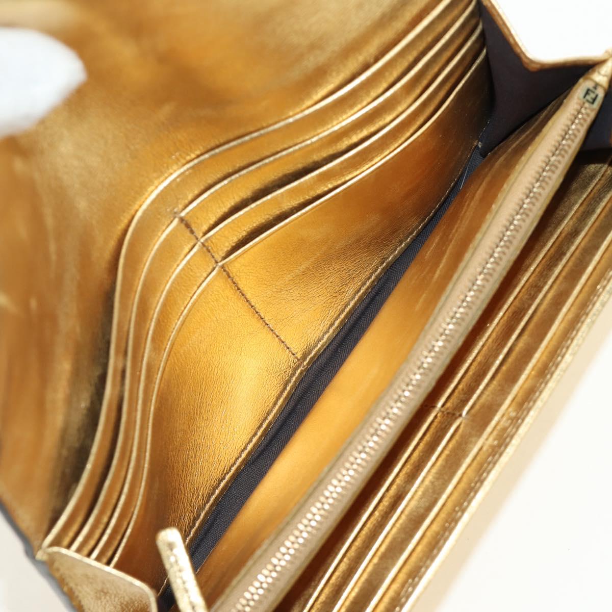 FENDI Zucca Canvas Long Wallet Gold Auth am11795V