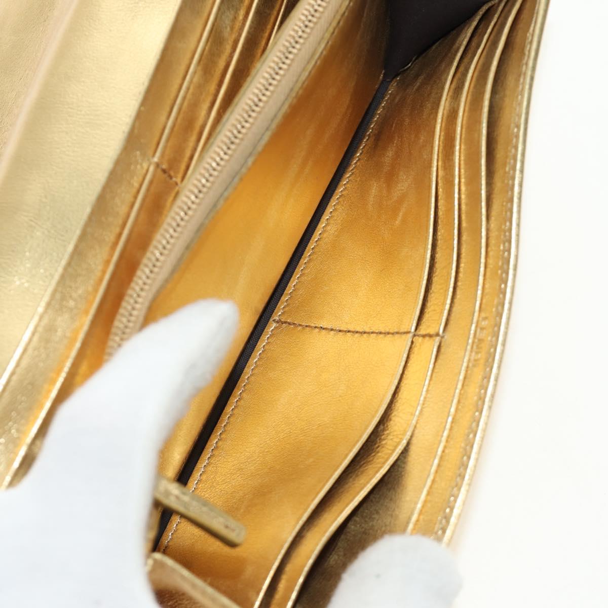 FENDI Zucca Canvas Long Wallet Gold Auth am11795V