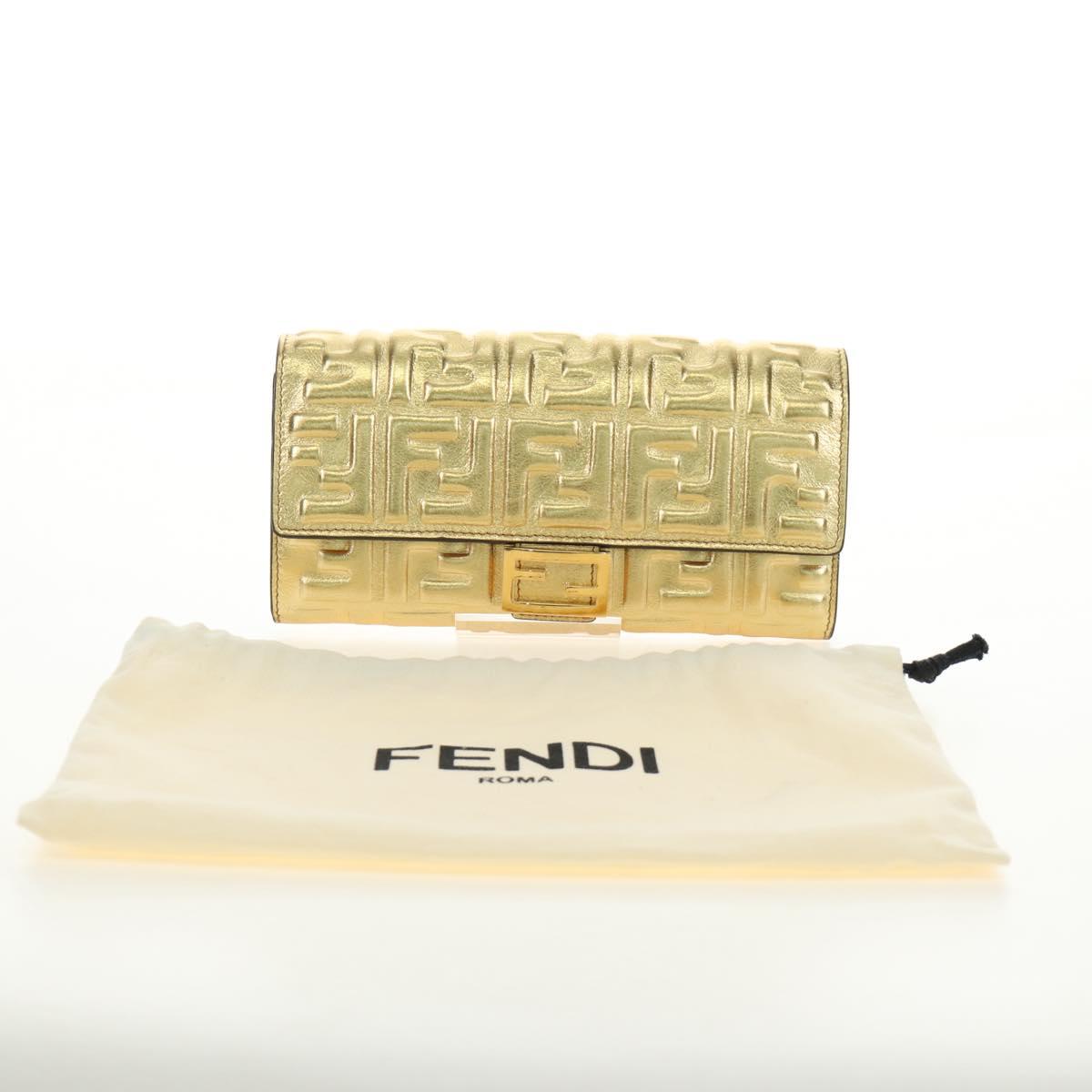 FENDI Zucca Canvas Long Wallet Gold Auth am11795V