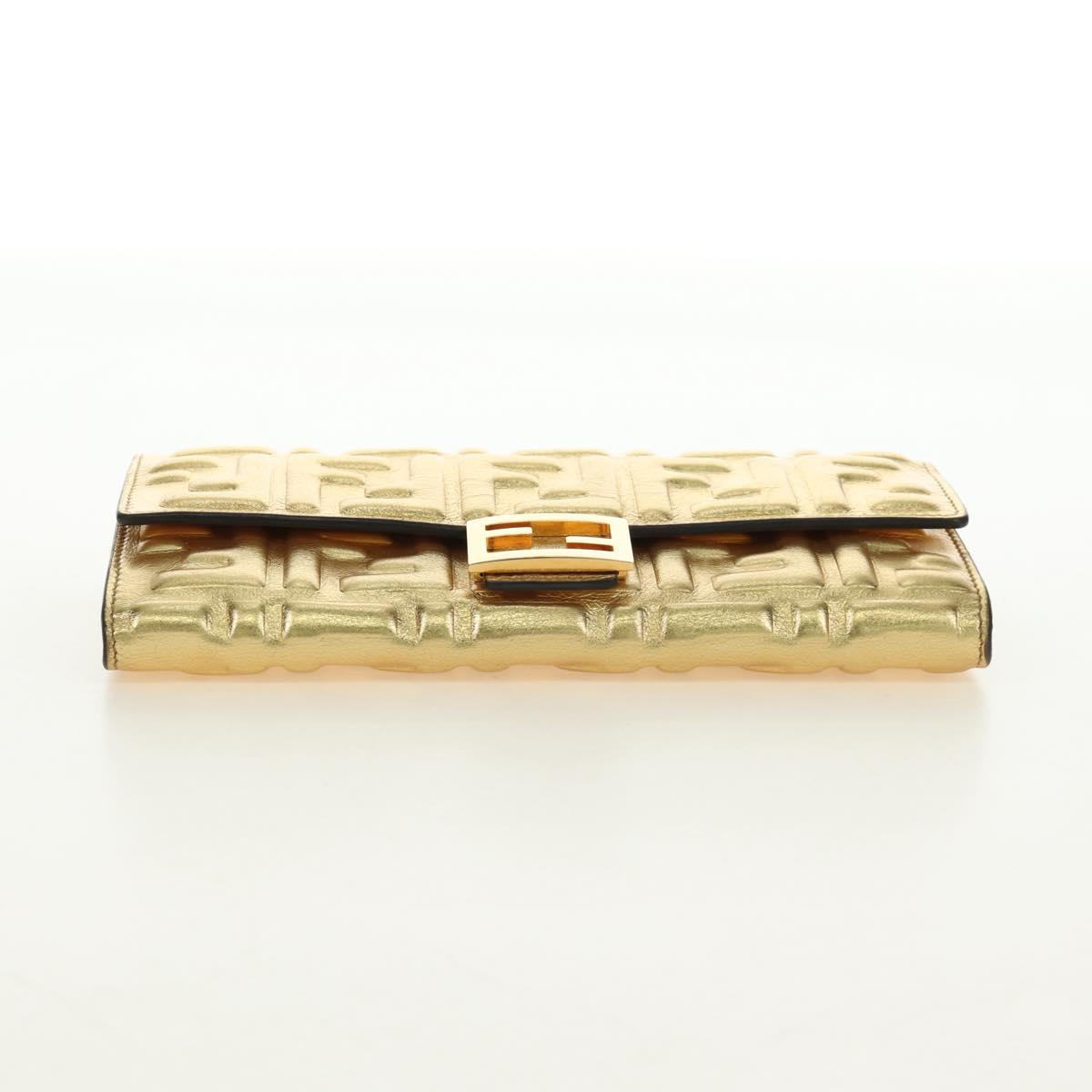 FENDI Zucca Canvas Long Wallet Gold Auth am11795V