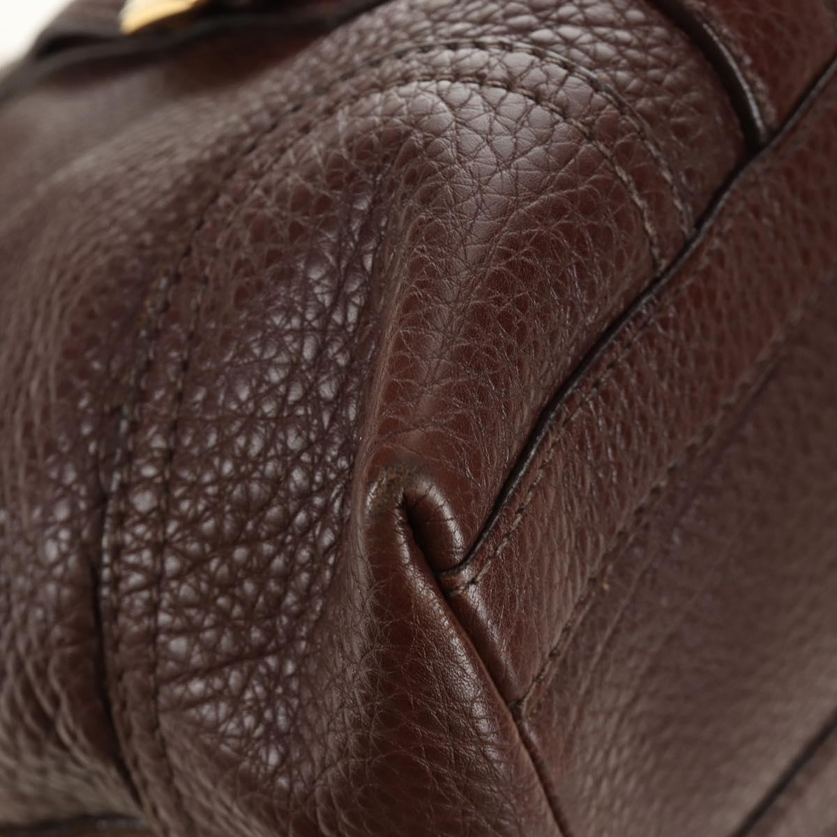 PRADA Shoulder Bag Leather Brown Gold BR3050 Auth am11796V