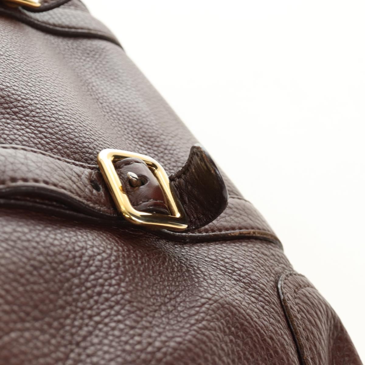 PRADA Shoulder Bag Leather Brown Gold BR3050 Auth am11796V