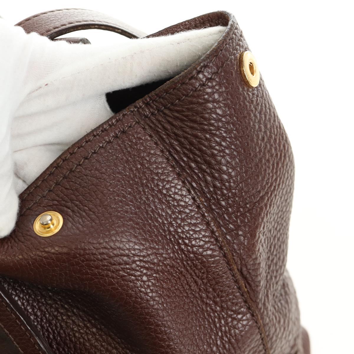 PRADA Shoulder Bag Leather Brown Gold BR3050 Auth am11796V