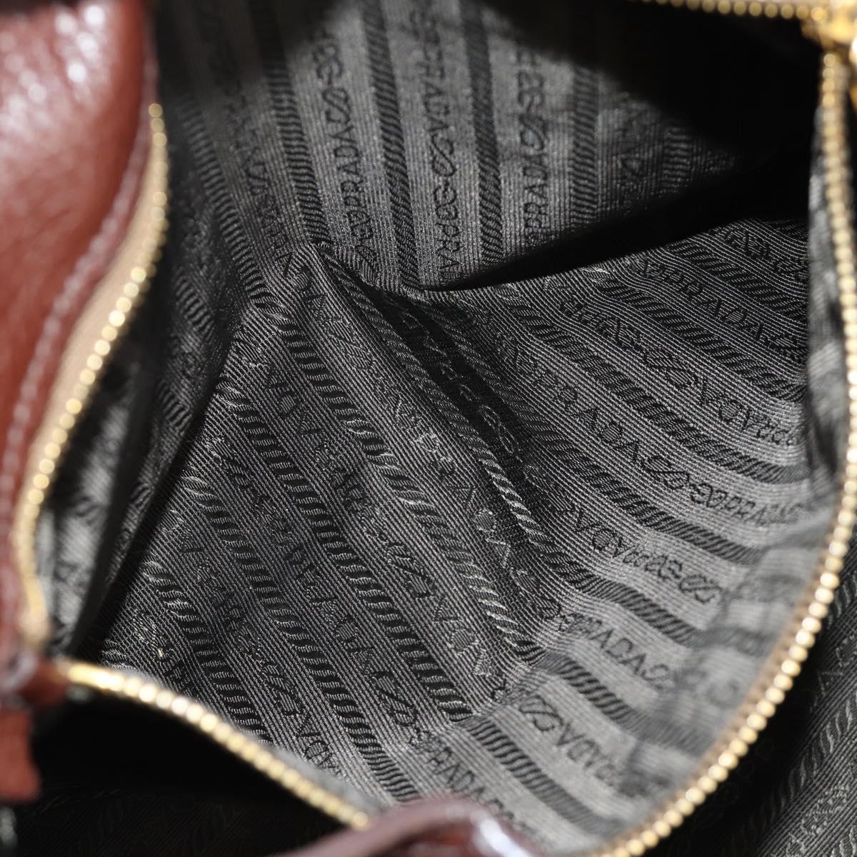 PRADA Shoulder Bag Leather Brown Gold BR3050 Auth am11796V