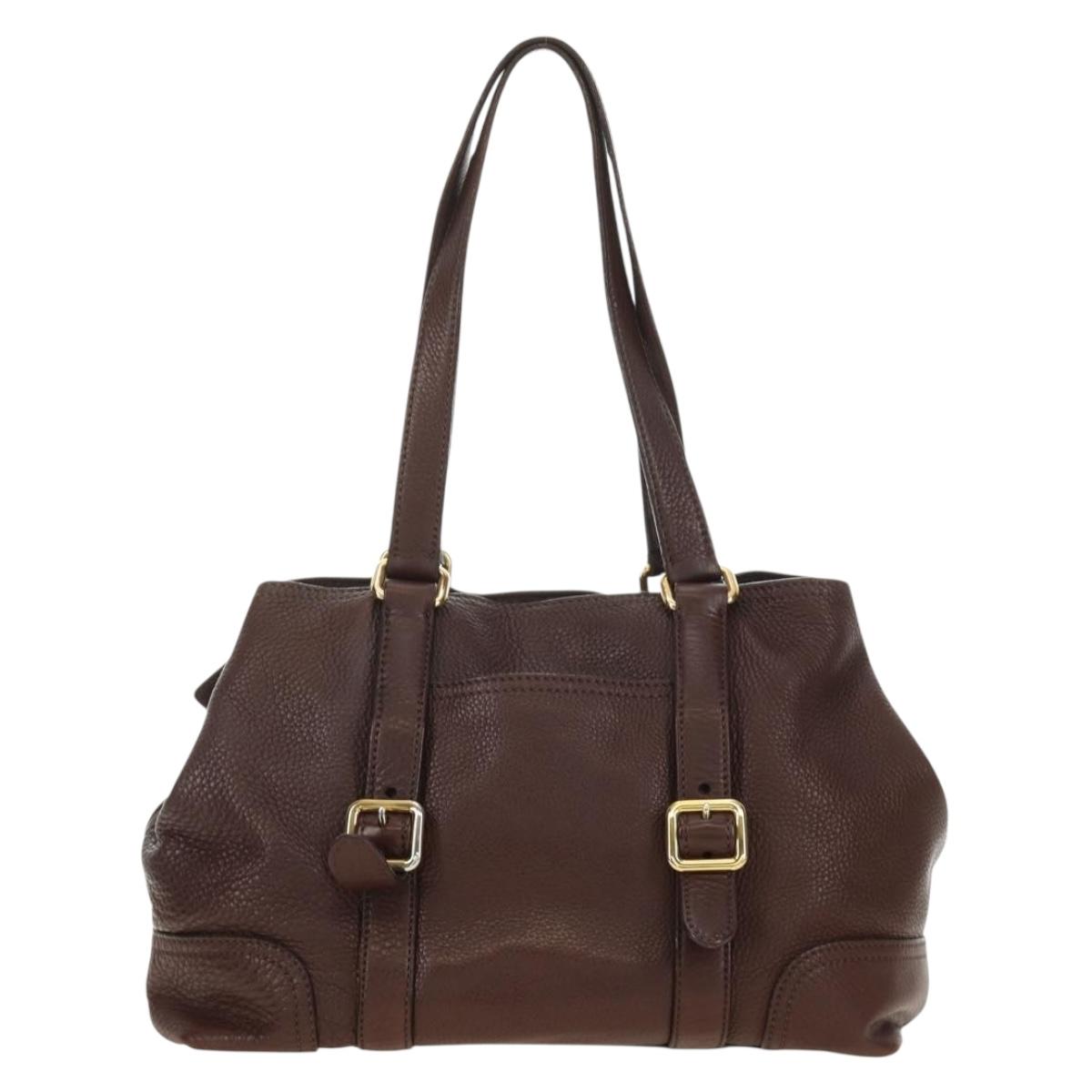 PRADA Shoulder Bag Leather Brown Gold BR3050 Auth am11796V