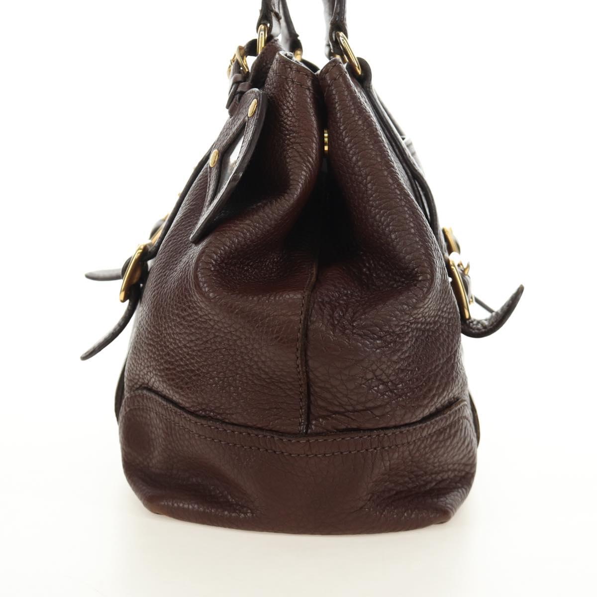 PRADA Shoulder Bag Leather Brown Gold BR3050 Auth am11796V