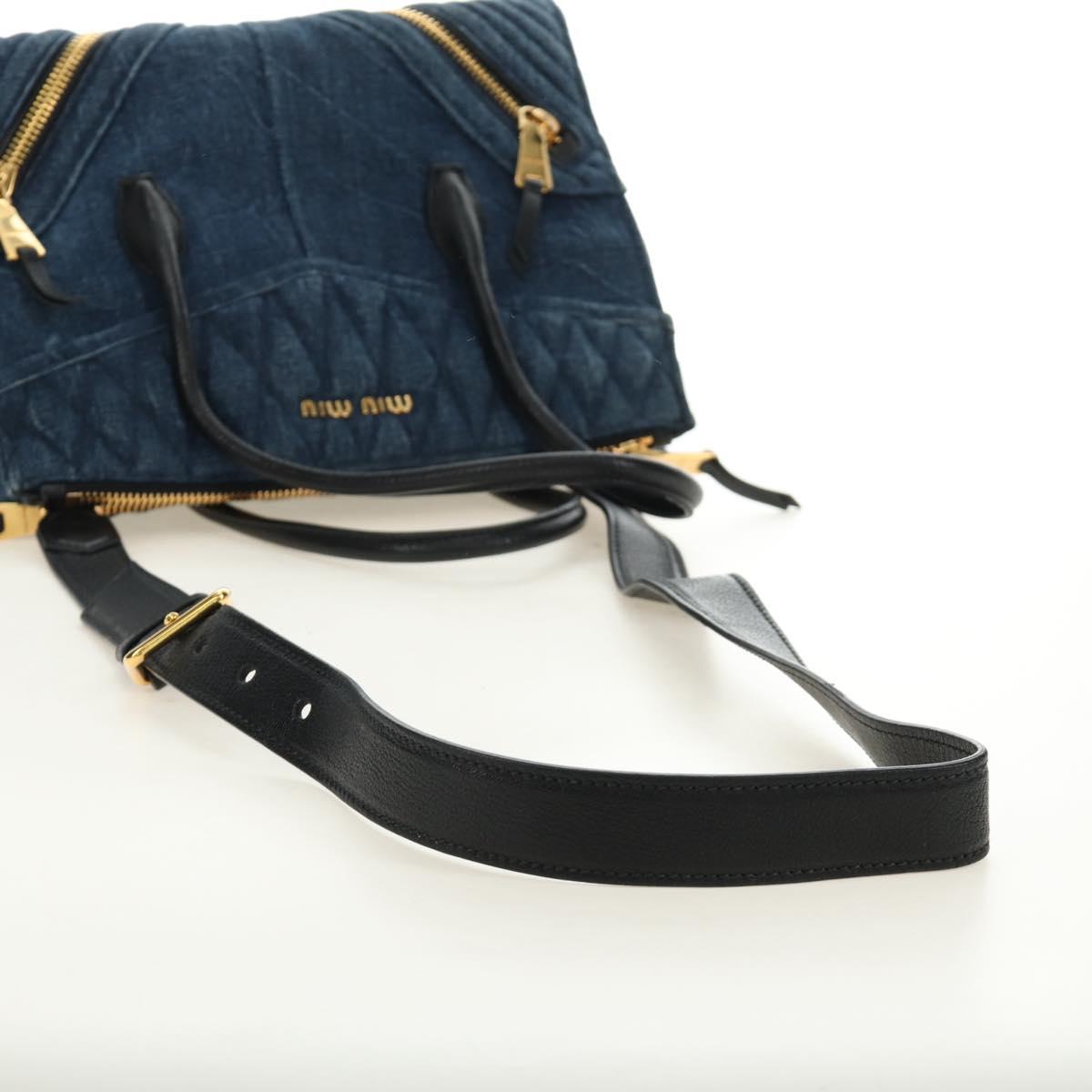 Miu Miu Hand Bag Denim 2way Navy Gold Auth am11797SAV