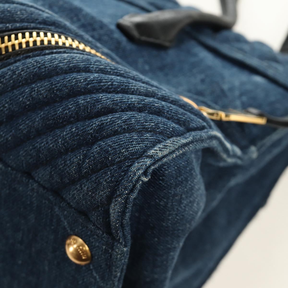 Miu Miu Hand Bag Denim 2way Navy Gold Auth am11797SAV