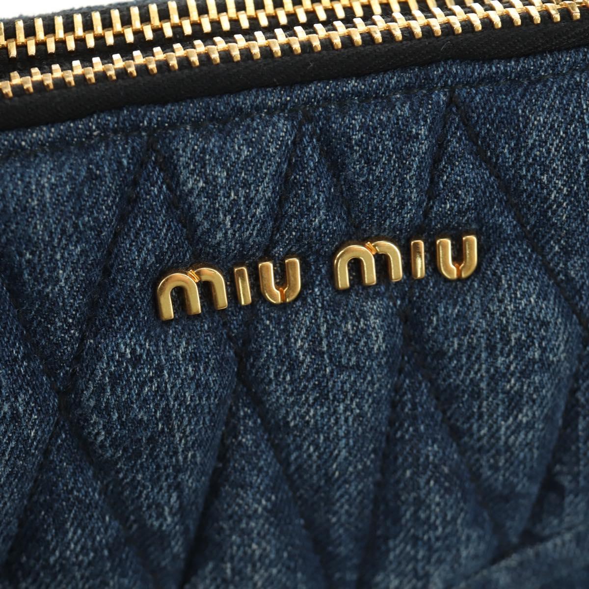 Miu Miu Hand Bag Denim 2way Navy Gold Auth am11797SAV