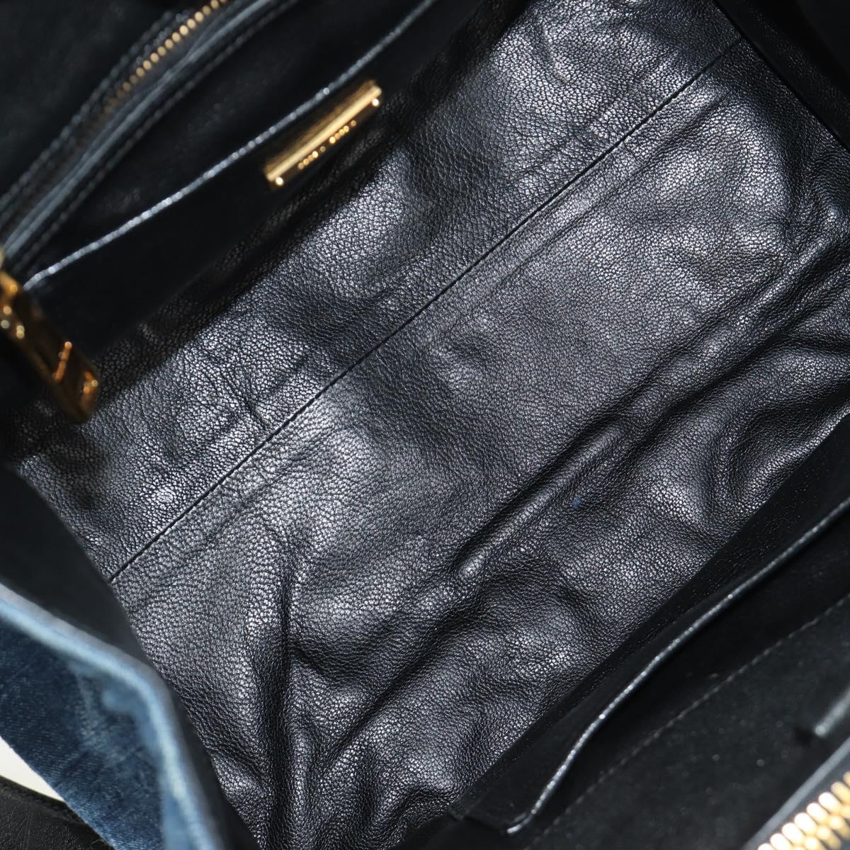 Miu Miu Hand Bag Denim 2way Navy Gold Auth am11797SAV