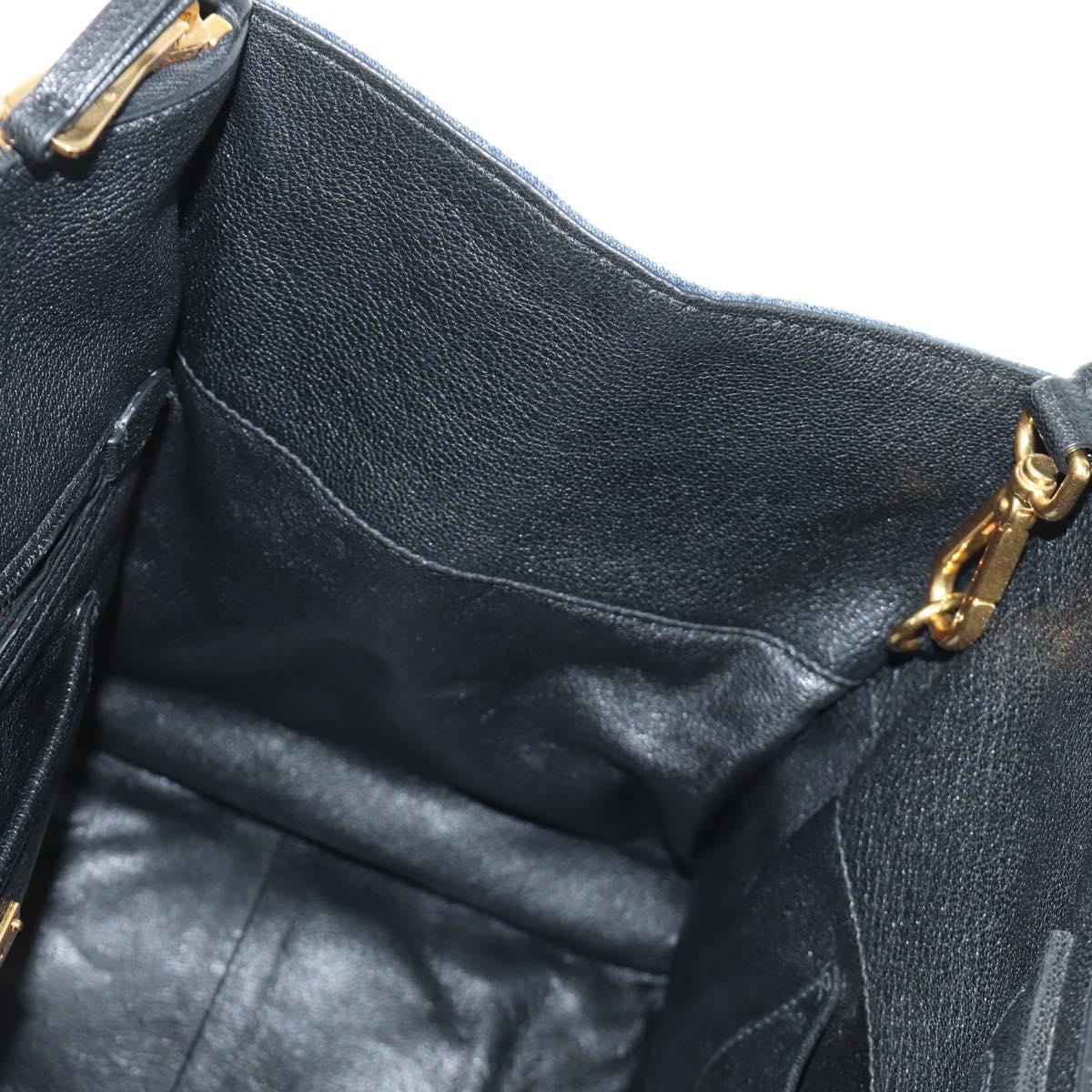 Miu Miu Hand Bag Denim 2way Navy Gold Auth am11797SAV