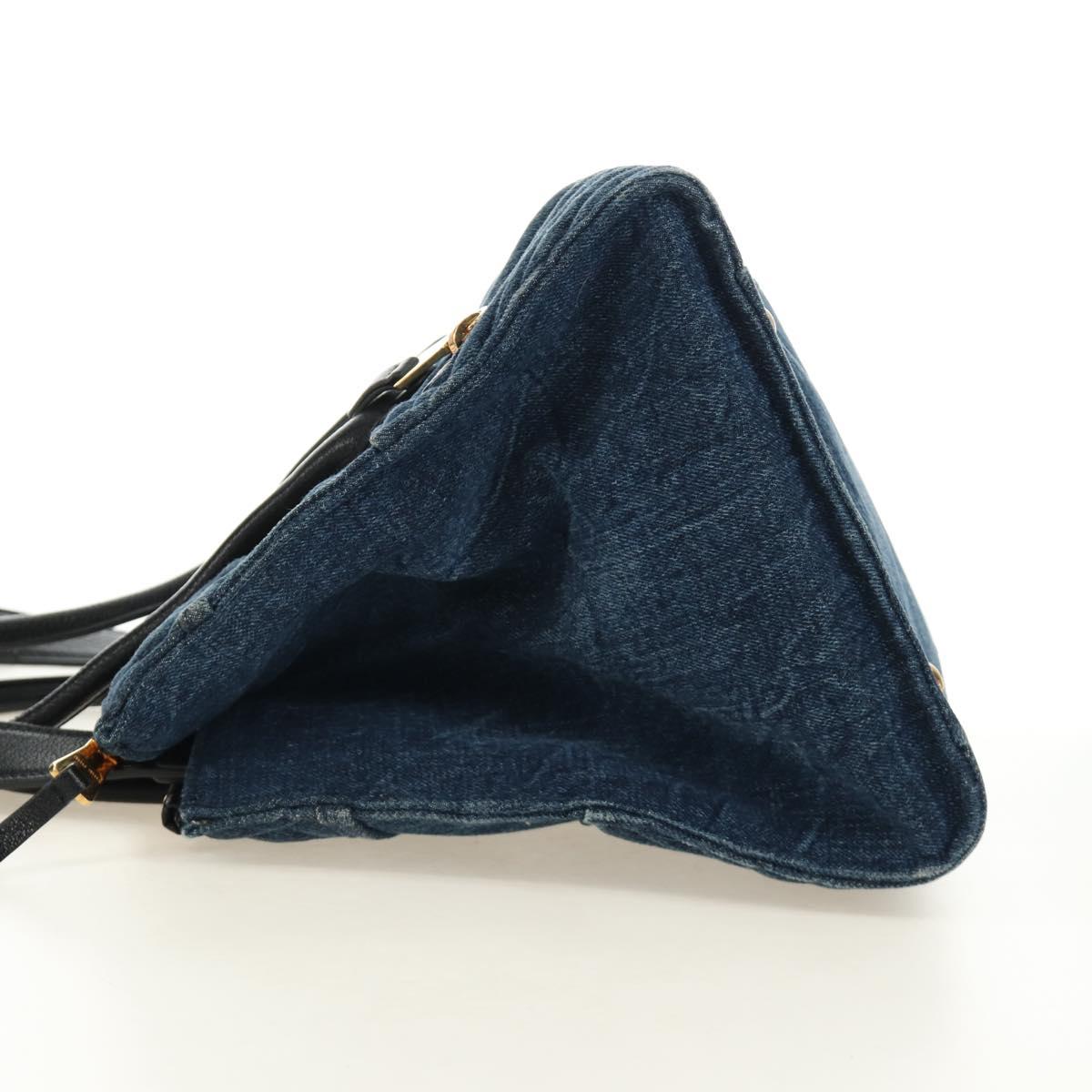Miu Miu Hand Bag Denim 2way Navy Gold Auth am11797SAV
