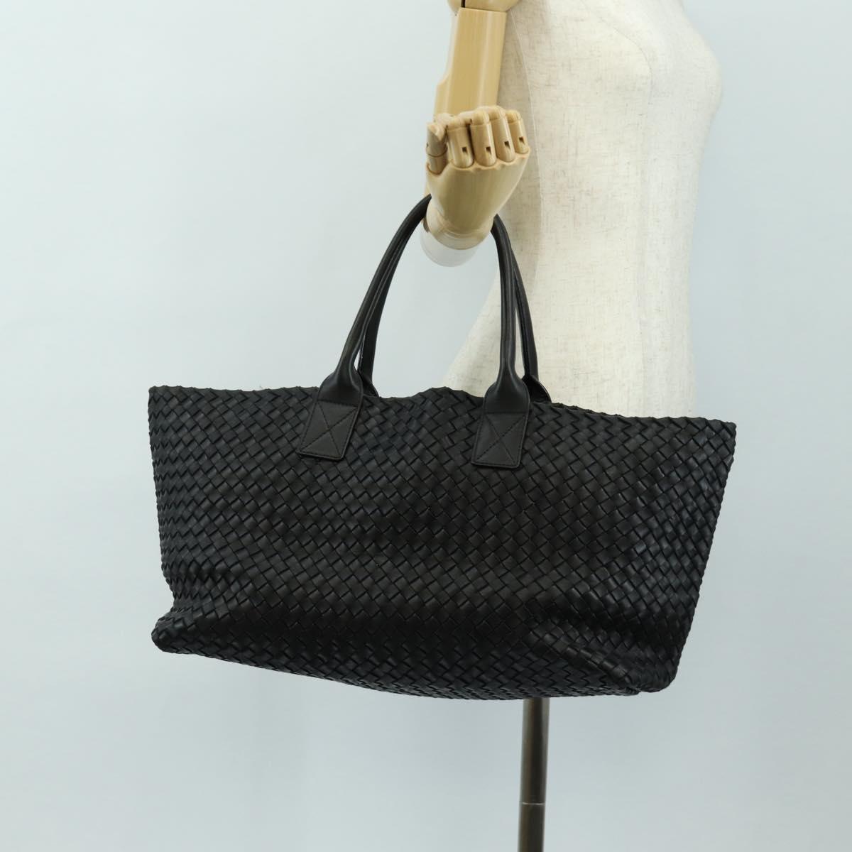 BOTTEGA VENETA INTRECCIATO Cabas MM Hand Bag Leather Black 115664 Auth am11798SM
