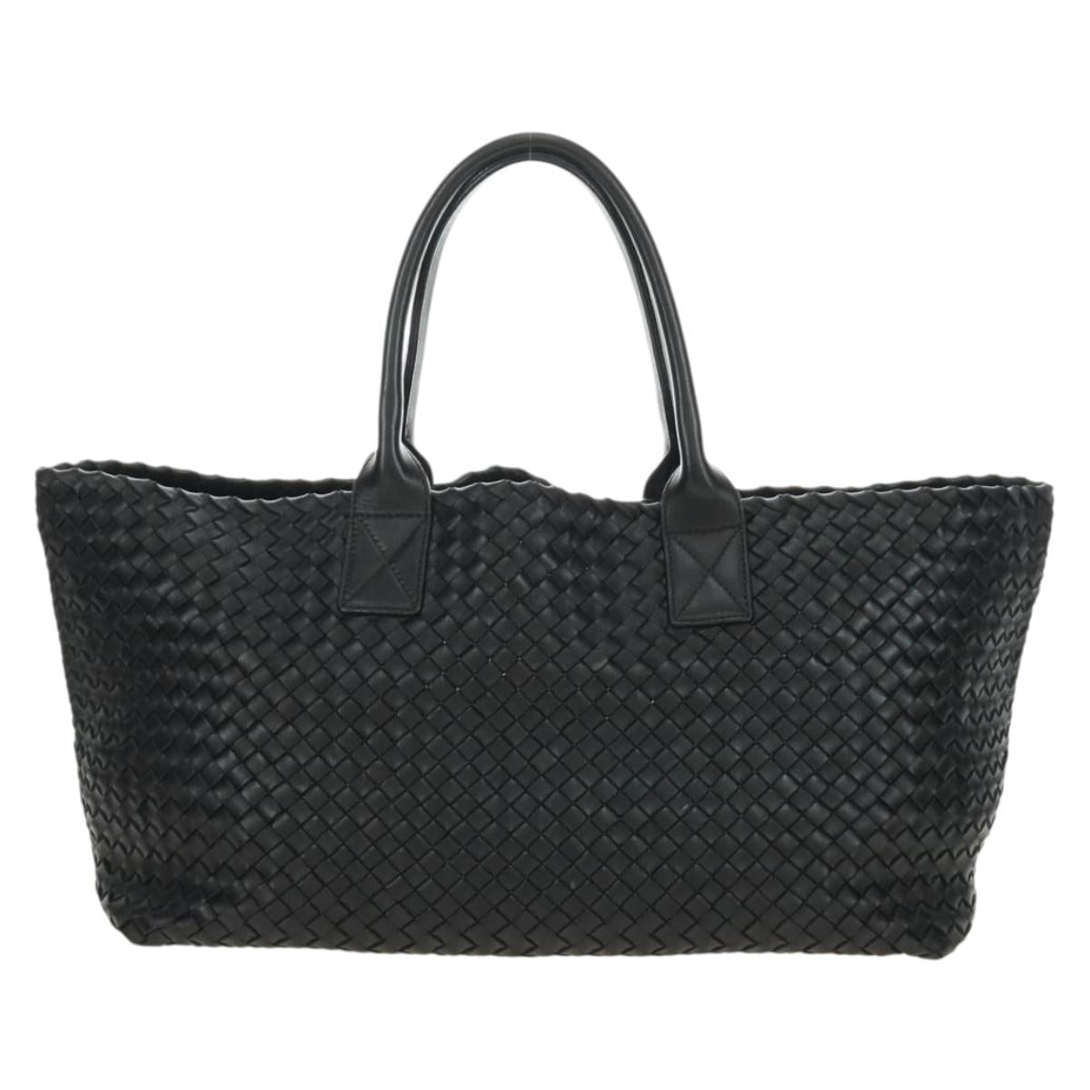 BOTTEGA VENETA INTRECCIATO Cabas MM Hand Bag Leather Black 115664 Auth am11798SM