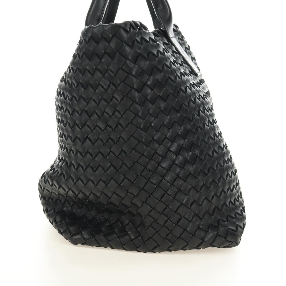 BOTTEGA VENETA INTRECCIATO Cabas MM Hand Bag Leather Black 115664 Auth am11798SM