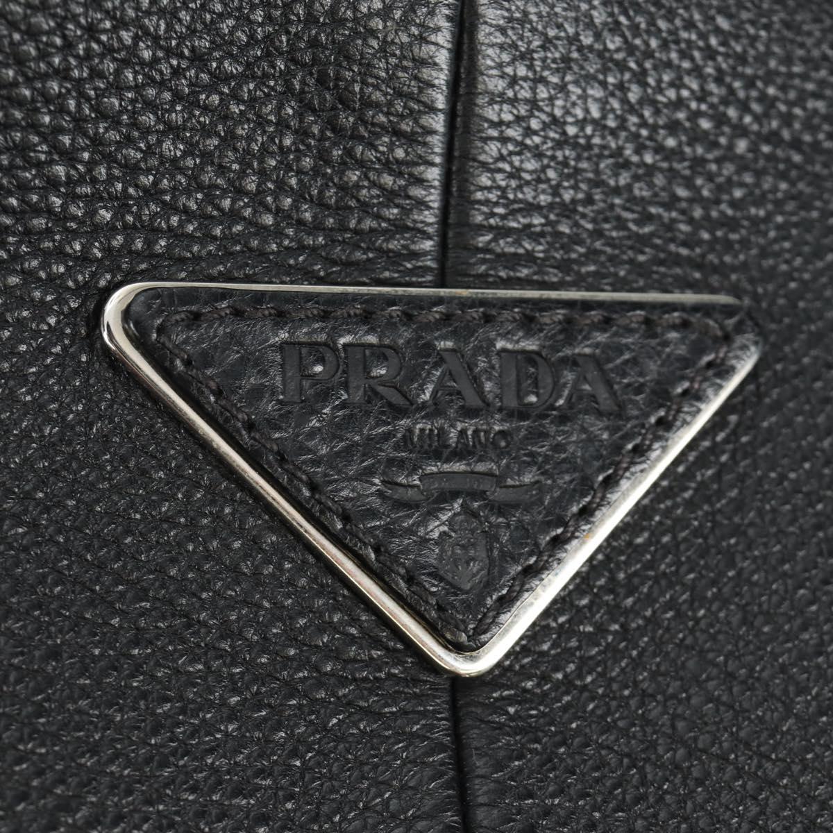 PRADA Shoulder Bag Leather Black Silver Auth am11799V