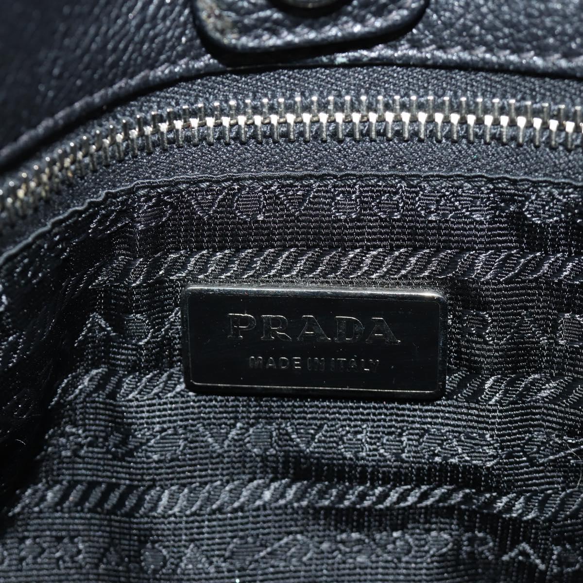 PRADA Shoulder Bag Leather Black Silver Auth am11799V