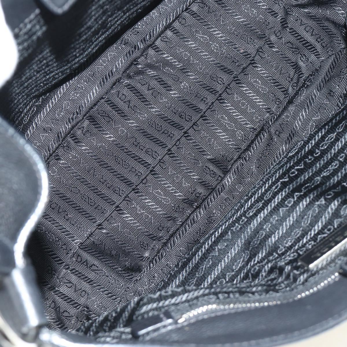 PRADA Shoulder Bag Leather Black Silver Auth am11799V
